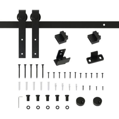 Kit de porte coulissante compatible porte ép. 35-45/40-45 mm longueur totale rail 2 m charge max. 20 Kg acier au carbone noir