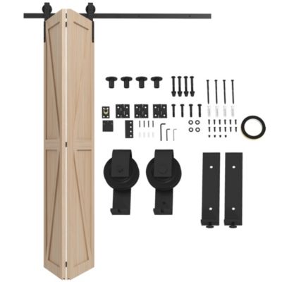 Kit de porte coulissante compatible porte ép. 40-55 mm longueur rail 1,52 m charge max. 90 Kg acier au carbone noir