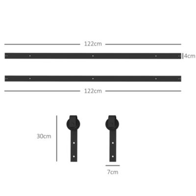 Kit de porte coulissante système galandage pour porte ép. 40-55 mm longueur rail 2,44 m charge max. 90 Kg acier au carbone noir