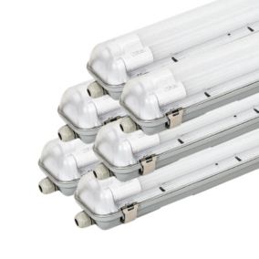 Kit de Réglette LED IP65 + 2 Tube Néon LED 120cm T8 18W (Pack de 6) - Blanc Chaud 2300K - 3500K - SILAMP