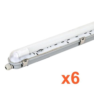 Kit de Réglette LED IP65 + Tube Néon LED 120cm T8 18W (Pack de 6) - Blanc Chaud 2300K - 3500K - SILAMP