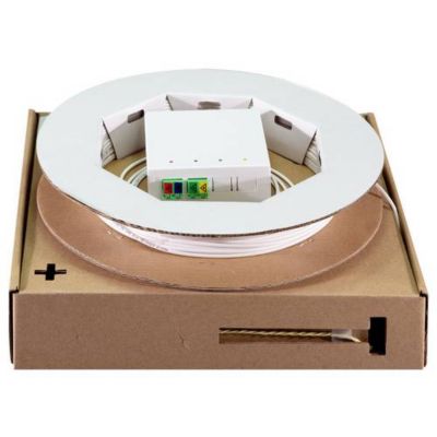 Kit de raccordement FTTH FB4LC20 - câble fibre optique 20 m blanc, boîtier mural/rail chapeau
