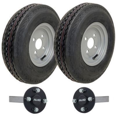 Kit de remorque 4,80/4,00 x 8, roues à 6 plis P811, entraxe de 4/100 mm, moyeu et demi-essieux ALKO, charge maximale de 690 kg