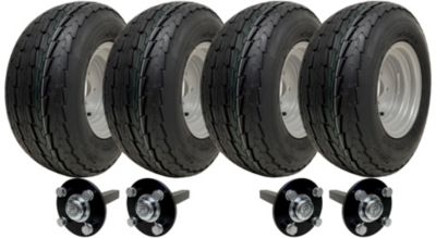 Kit de remorque à double essieu 20.5x8.00-10 : roues homologuées pour la circulation routière + moyeux et demi-essieux, 750 kg