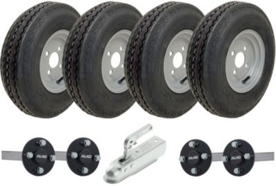 Kit de remorque à double essieu 4.80/4.00-8 : roues, essieux et attelage homologués pour la circulation routière à grande vitesse