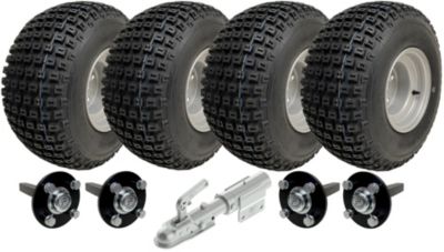Kit de remorque pour quad à double essieu avec pneus à crampons 18x9,50-8, essieux et attelage pivotant, charge maximale de 408 kg