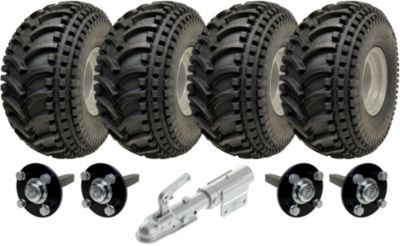 Kit de remorque pour VTT à double essieu 22x11.00-8 : roues, essieux et attelage pivotant, capacité de charge 620 kg