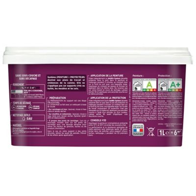 Kit de rénovation crédence plan de travail V33 blanc satin 1L
