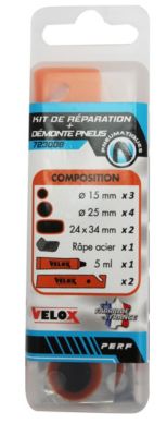 Kit De Réparation Pour Velo 2 x Démonte Pneu Crevé Rustine Colle Râpe Clef  Mèche - Outillage (5930074)