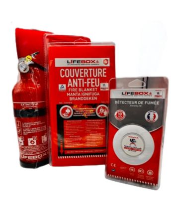 Kit de sécurité Lifebox (détecteur de fumée 10 ans, extincteur 1 kilo