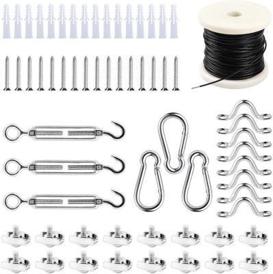 Kit de suspension pour guirlande lumineuse extérieure, kit de fixation pour câbles, kit de fixation pour voile d'ombrage, 50mètres