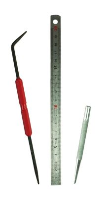 Kit de traçage avec réglet, pointe à tracer et pointeau