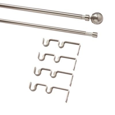 Kit de tringle à rideau double extensible embout boule Athens GoodHome 200/330 cm Ø19mm gris
