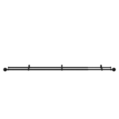 Kit de tringle à rideau extensible double embout boule Araxos métal noir 120/210 cm Ø16/19mm GoodHome