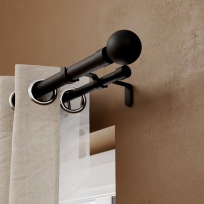 Lot De 2 Tringles à Rideaux Extensibles 80-157 Cm Noir Mat - Avec Embouts Boule Et Supports