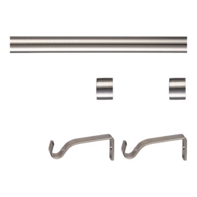 Kit de tringle à rideau extensible embout bouchon Odali 120/210 cm, Ø13/16 mm gris chromé satiné