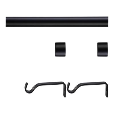 Kit de tringle à rideau extensible embout bouchon Odali 120/210 cm, Ø13/16 mm noir mat