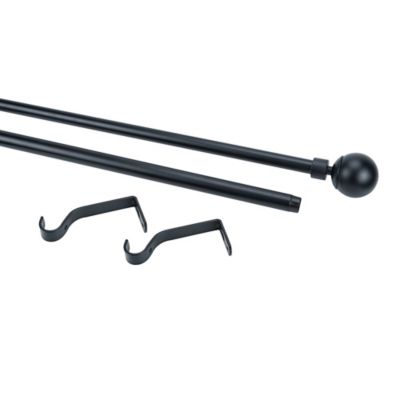 Kit de tringle à rideau extensible embout boule Araxos GoodHome 120/210 cm, Ø16/19 mm noir
