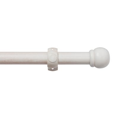 Kit de tringle à rideau simple embout boule blanc mat L.150 cm
