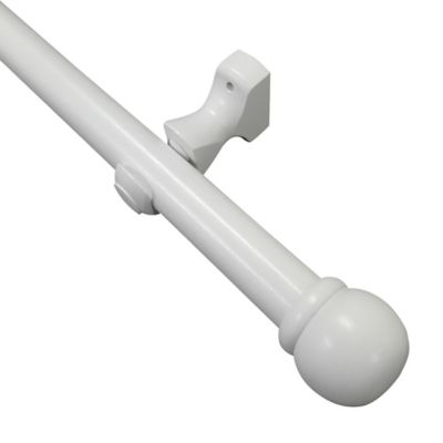Kit de tringle à rideau simple embout boule blanc mat L.200cm