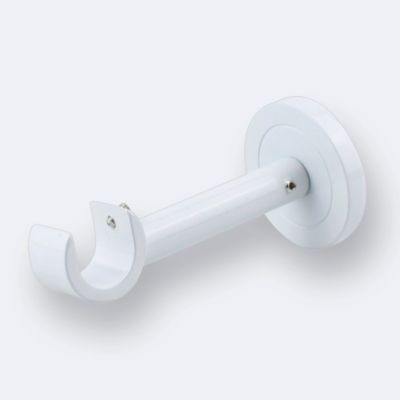 Kit de tringle à rideaux Blanc 200cm Diam.20mm Embout Capuchon - Fixation Mur - Boulet