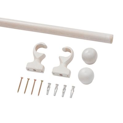 Kit de tringles à rideaux simple embout boule L.150 cm x ⌀2.8cm mat blanc