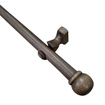 Kit de tringles à rideaux simple embout boule L.150 cm x ⌀2.8cm satin marron noyer