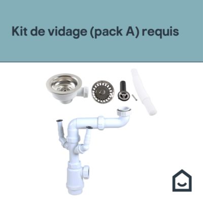 Kit de vidage A manuel évier avec panier acier inoxydable 1 bac