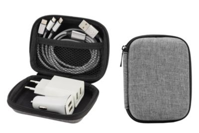 Kit de voyage avec câble de charge 3 en 1, double chargeur, double chargeur de voiture