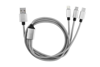 Kit de voyage avec câble de charge 3 en 1, double chargeur, double chargeur de voiture