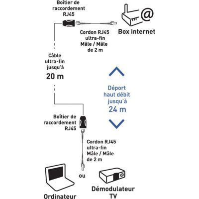 Kit déport éthernet Erard PVC L. 20 m