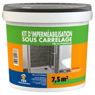 Kit dImperméabilisation Sous Carrelage - Primaire 1kg, Résine 6kg, Bande dArmature SEBS 10m - Kit Complet Étanchéité Sols et Murs