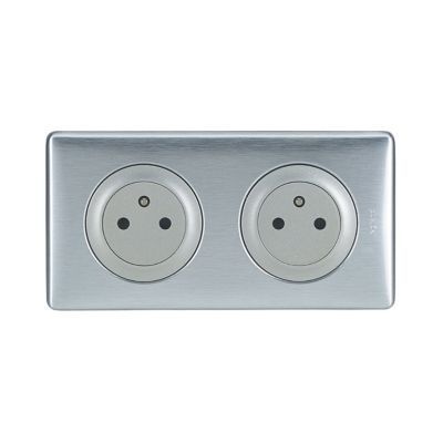 Kit double prises avec terre Pré-câblées Legrand Céliane aluminium