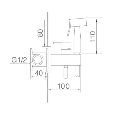 Kit Douchette anti-calcaire hygiénique encastrée WC ou Bidet Salle de Bain Black Gun Métal IMEX MUNICH RDM001/BGM