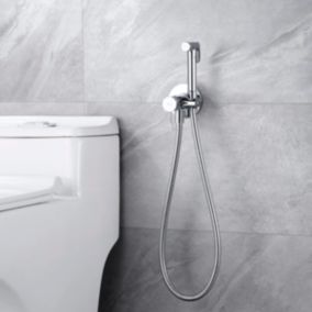 Kit Douchette anti-calcaire hygiénique encastrée WC ou Bidet Salle de Bain Chrome IMEX LINE RDD038
