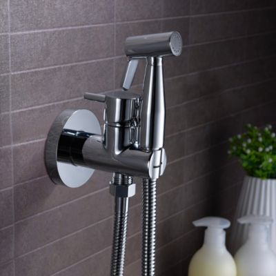 Kit Douchette anti-calcaire hygiénique encastrée WC ou Bidet Salle de Bain Chrome IMEX MUNICH RDM001