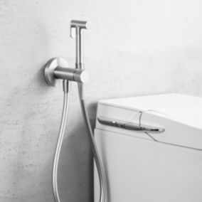 Kit Douchette anti-calcaire hygiénique encastrée WC ou Bidet Salle de Bain Nickel Brossé IMEX LINE RDD038/NQ