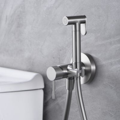 Kit Douchette anti-calcaire hygiénique encastrée WC ou Bidet Salle de Bain Nickel Brossé IMEX LINE RDD038/NQ