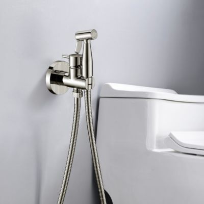 Kit Douchette anti-calcaire hygiénique encastrée WC ou Bidet Salle de Bain Nickel Brossé IMEX MUNICH RDM001/NQ