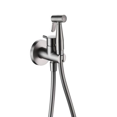 Kit Douchette anti-calcaire hygiénique encastrée WC ou Bidet Salle de Bain Nickel Brossé IMEX MUNICH RDM001/NQ