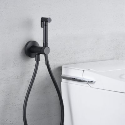 Kit Douchette anti-calcaire hygiénique encastrée WC ou Bidet Salle de Bain Noir Mat IMEX LINE RDD038/NG