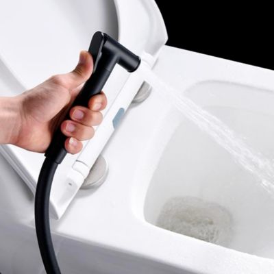 Kit Douchette anti-calcaire hygiénique encastrée WC ou Bidet Salle de Bain Noir Mat IMEX MUNICH RDM001/NG