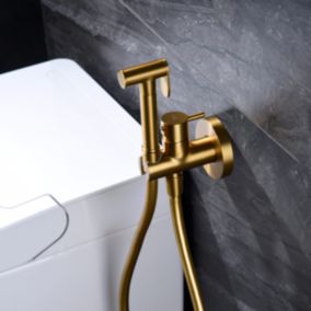 Kit Douchette anti-calcaire hygiénique encastrée WC ou Bidet Salle de Bain Or Brossé IMEX MUNICH RDM001/OC