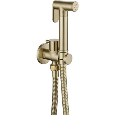 Kit Douchette wc Doré Brossé Pulvérisateur de Toilette pour Bidet Mural Laiton Douchette à Main Bidet Haute Pression