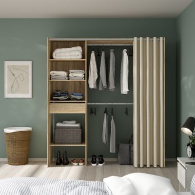 Kit dressing 1 colonne L. 181,5 x H. 200,4 x P. 50,25 cm, effet chêne, Astell