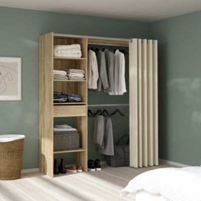Kit dressing 1 colonne L. 181,5 x H. 200,4 x P. 50,25 cm, effet chêne, Astell