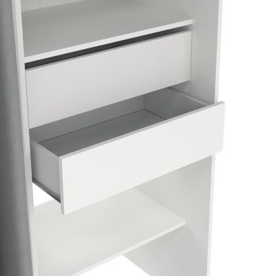 Kit dressing 1 colonne L. 200 x H. 200,4 x P. 52,1 cm, blanc, avec miroir et rideau, Tvilum
