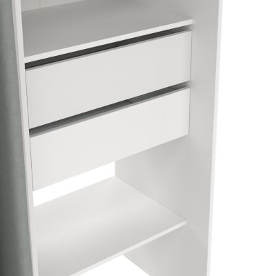 Kit dressing 1 colonne L. 200 x H. 200,4 x P. 52,1 cm, blanc, avec miroir et rideau, Tvilum