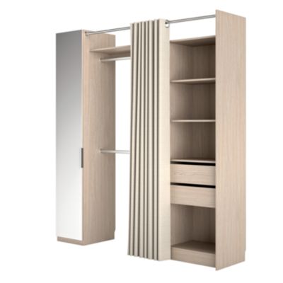 Kit dressing 1 colonne L. 200 x H. 220 x P. 50 cm, effet chêne, avec miroir, GoodHome Sindora