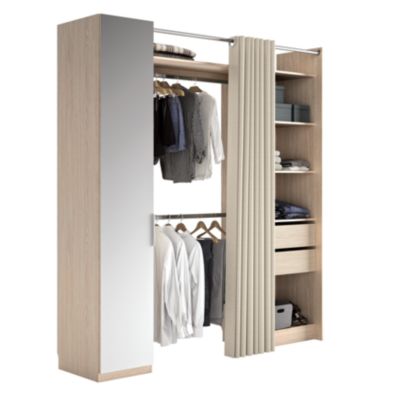 Kit dressing 1 colonne L. 200 x H. 220 x P. 50 cm, effet chêne, avec miroir, GoodHome Sindora